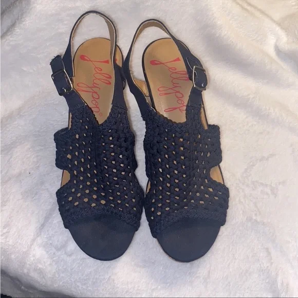 JELLYPOP Natural Woven Sling Back Cork Wedge Shoes - Picture 4 of 8